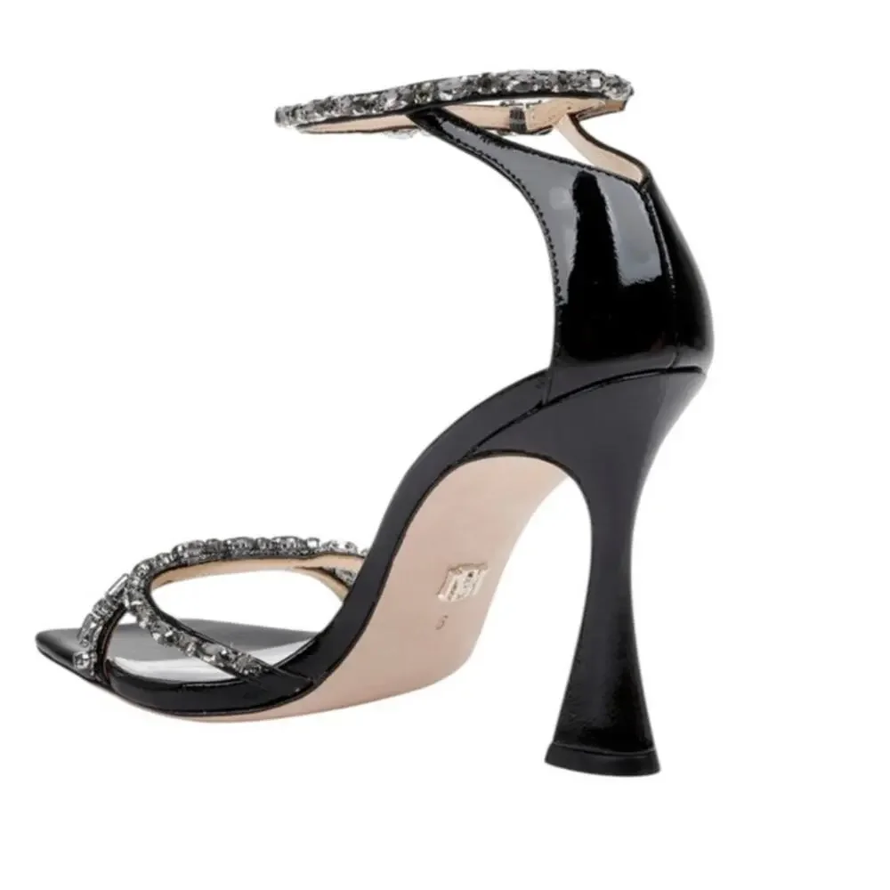 Badgley Mischka Black Ziana Gem Stone Ankle Strap Stiletto Size 8